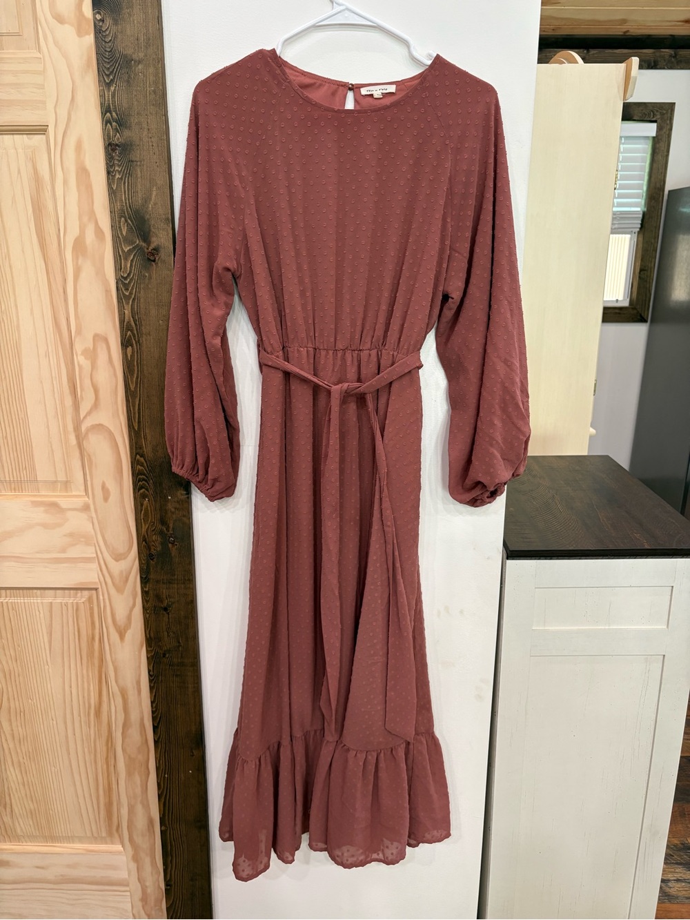 tea n rose Dusty Mauve Maxi Dress with Ruffle Hem
